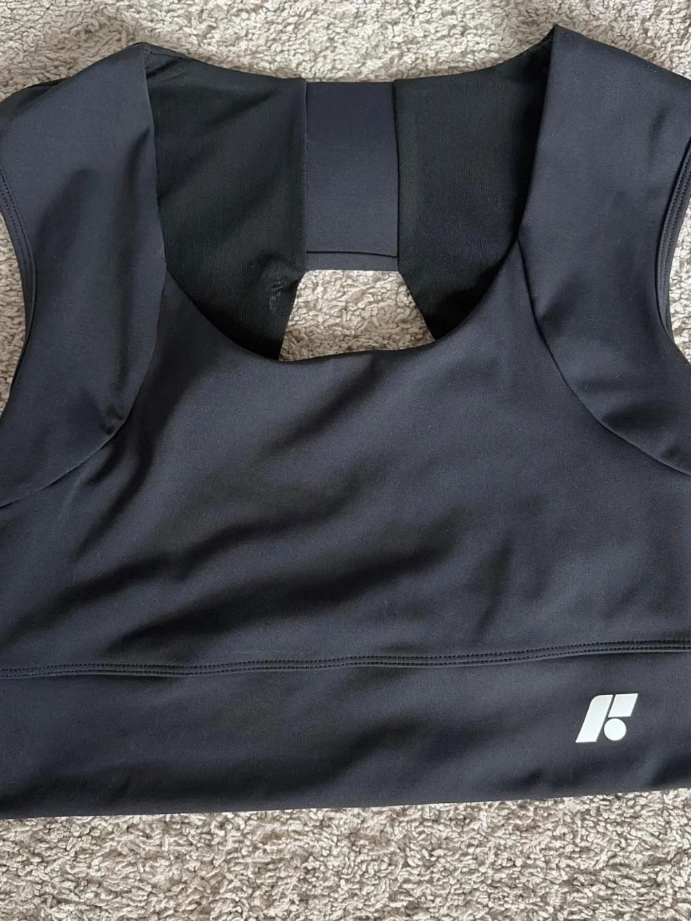 Black Athletic Crop Top with Back Cutout